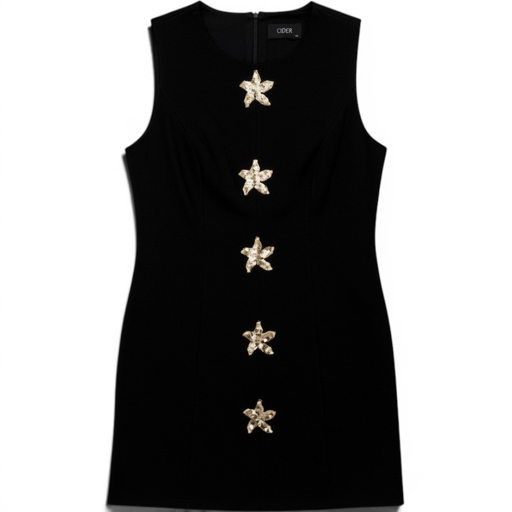 Cider Women's Size 0XL Dress Black Sleeveless Starfish Beach Vaca Resortwear